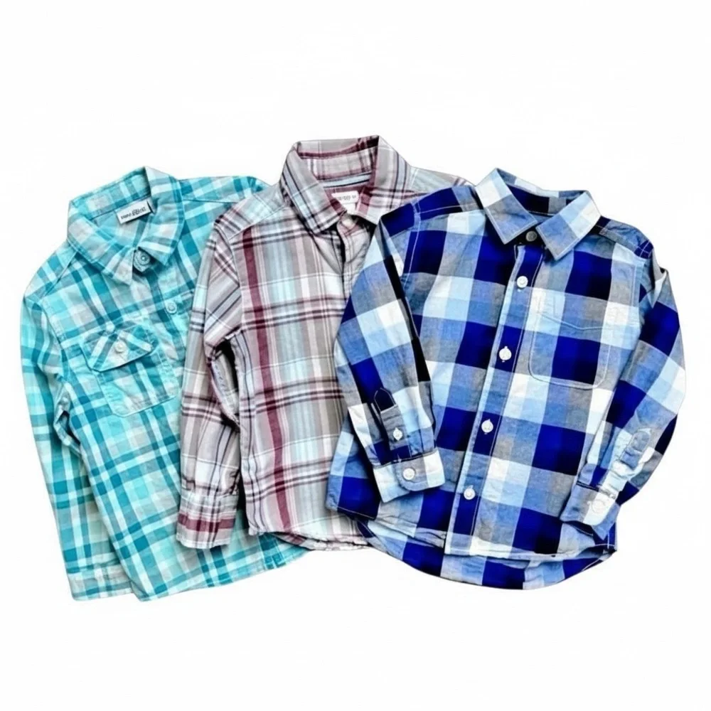 Boys 2T Plaid Button Up Shirt Set 3 Cotton Carter’s Children’s Place Kids R Us